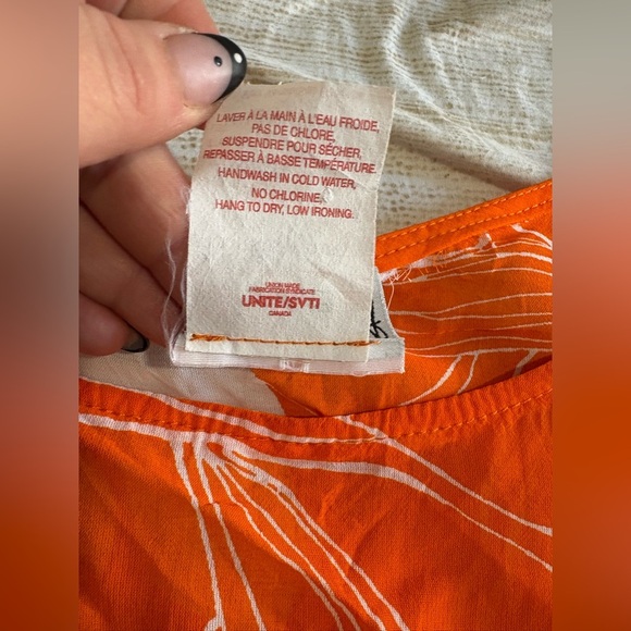 Joseph Ribkoff vintage sheer cropped tank size 16 orange floral top - Picture 5 of 9
